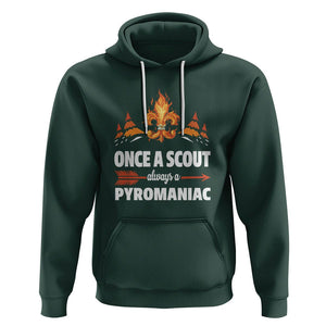 Scouting Hoodie Once A Scout Always A Pyromaniac Campfire TS09 Dark Forest Green Printyourwear