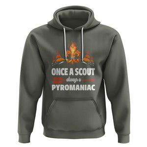 Scouting Hoodie Once A Scout Always A Pyromaniac Campfire TS09 Military Green Printyourwear