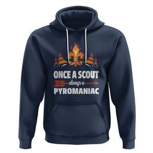 Scouting Hoodie Once A Scout Always A Pyromaniac Campfire TS09 Navy Printyourwear