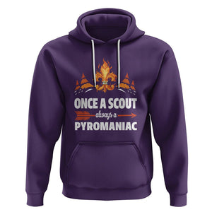 Scouting Hoodie Once A Scout Always A Pyromaniac Campfire TS09 Purple Printyourwear