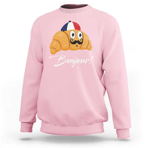 Bonjour Funny Croissant French Sweatshirt TS09 Light Pink Print Your Wear