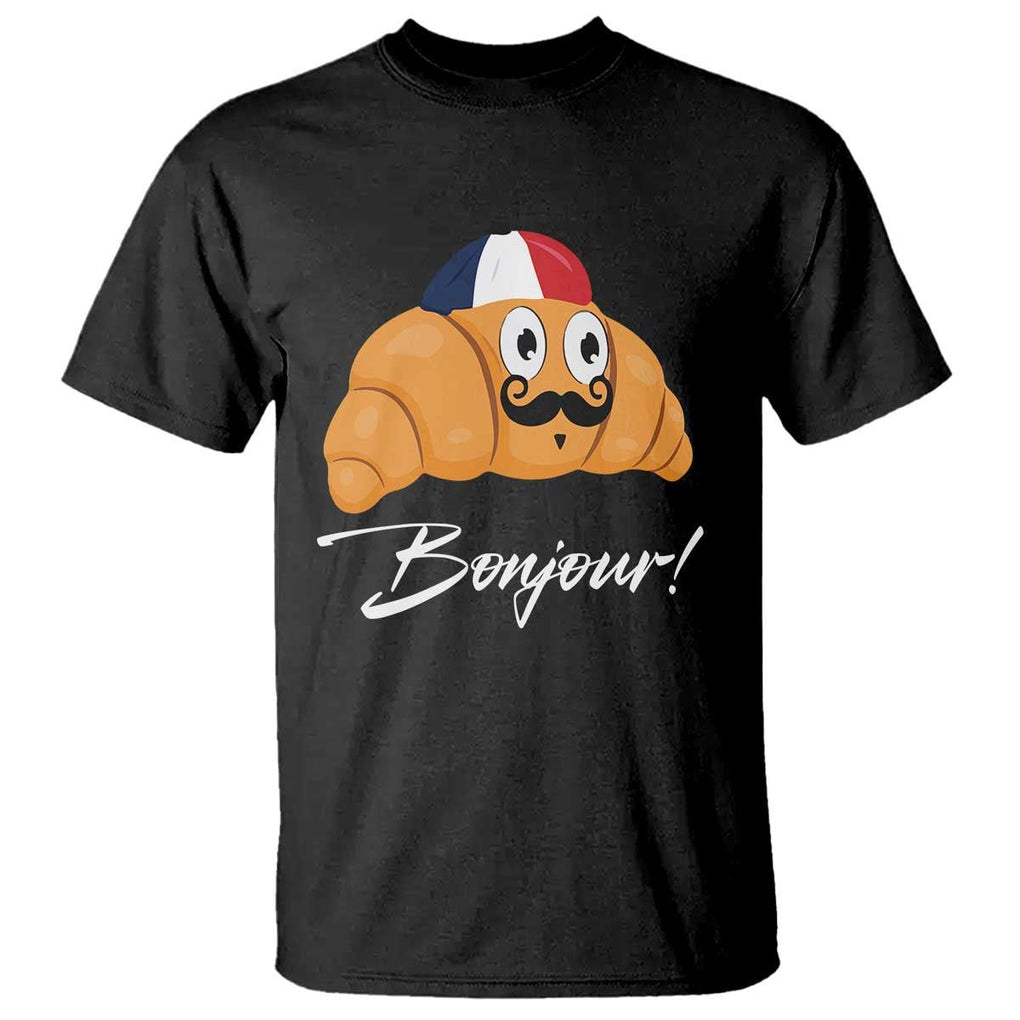 Bonjour Funny Croissant French T Shirt TS09 Black Print Your Wear