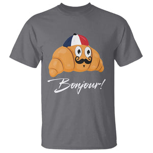 Bonjour Funny Croissant French T Shirt TS09 Charcoal Print Your Wear