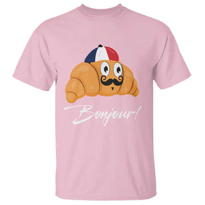 Bonjour Funny Croissant French T Shirt TS09 Light Pink Print Your Wear