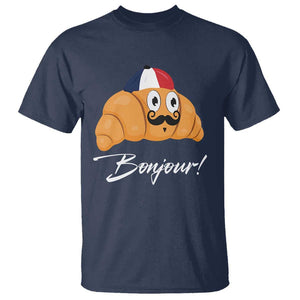 Bonjour Funny Croissant French T Shirt TS09 Navy Print Your Wear