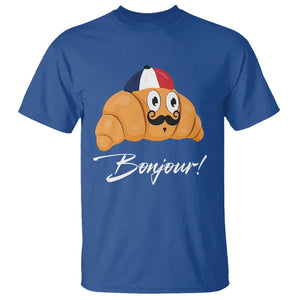 Bonjour Funny Croissant French T Shirt TS09 Royal Blue Print Your Wear