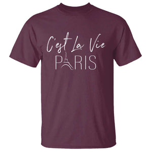 C'est La Vie Eiffel Paris French That's Life France Travel T Shirt TS09 Maroon Print Your Wear