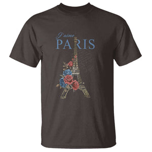 Je T'aime I Love Eiffel Paris French France Travel T Shirt TS09 Dark Chocolate Print Your Wear