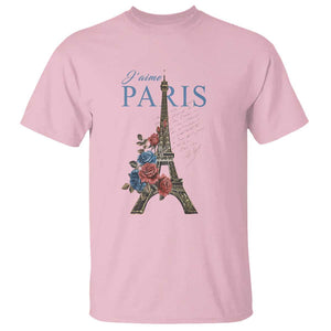 Je T'aime I Love Eiffel Paris French France Travel T Shirt TS09 Light Pink Print Your Wear