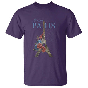 Je T'aime I Love Eiffel Paris French France Travel T Shirt TS09 Purple Print Your Wear