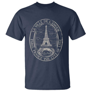 La Ville De L Amour The City Of Love Eiffel Paris France Travel T Shirt TS09 Navy Print Your Wear