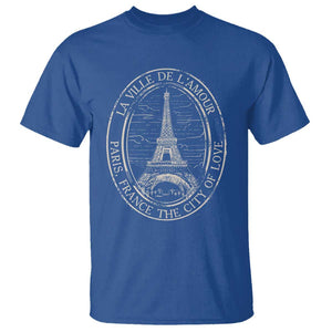 La Ville De L Amour The City Of Love Eiffel Paris France Travel T Shirt TS09 Royal Blue Print Your Wear