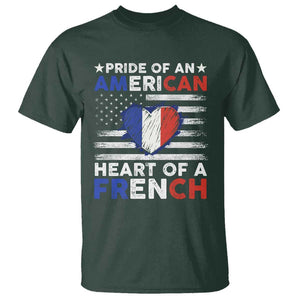 Pride Of An American Heart Of A French T Shirt TS09 Dark Forest Green Print Your Wear