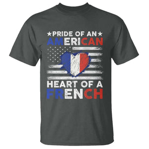 Pride Of An American Heart Of A French T Shirt TS09 Dark Heather Print Your Wear