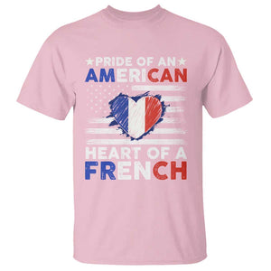 Pride Of An American Heart Of A French T Shirt TS09 Light Pink Print Your Wear