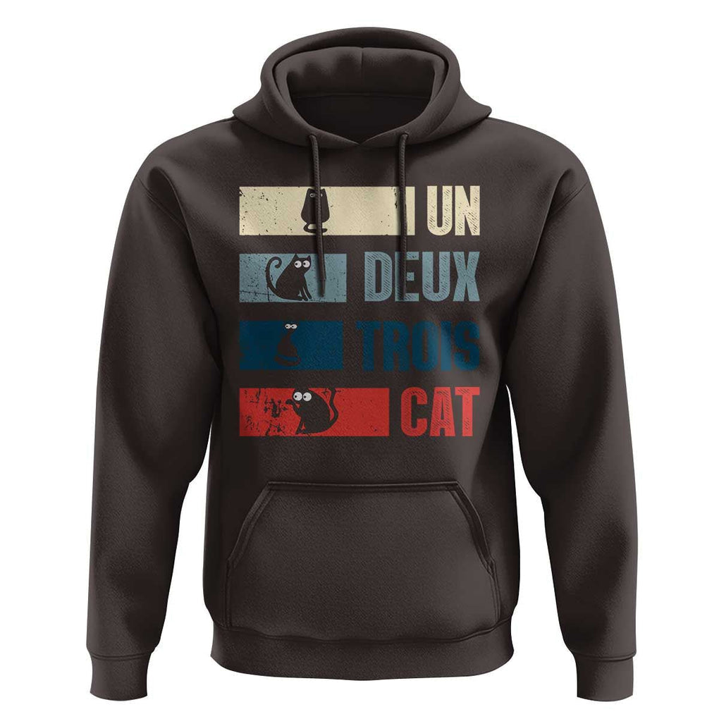 French Cat Lover Hoodie Un Deux Trois Funny Cats TS09 Dark Chocolate Print Your Wear