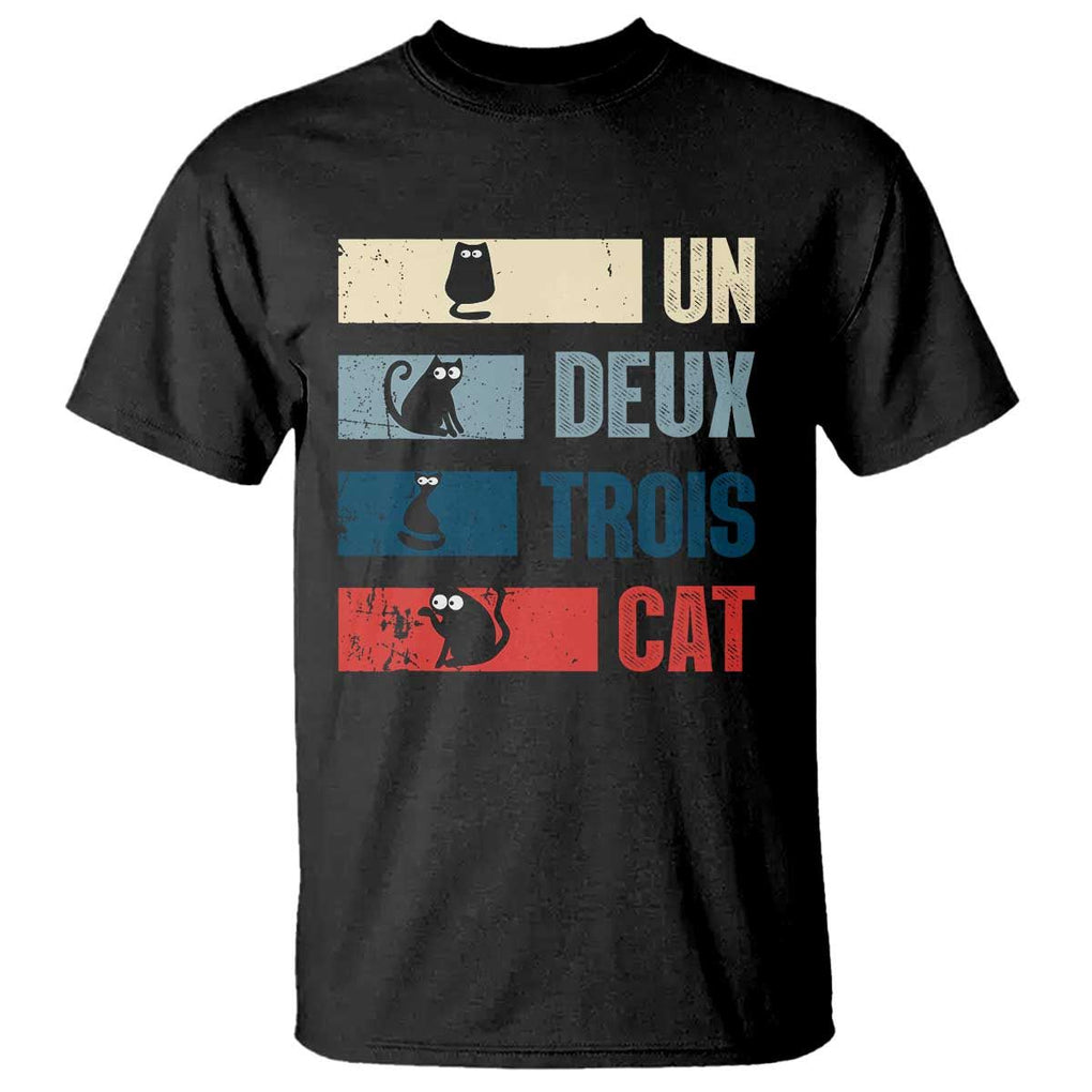 French Cat Lover T Shirt Un Deux Trois Funny Cats TS09 Black Print Your Wear