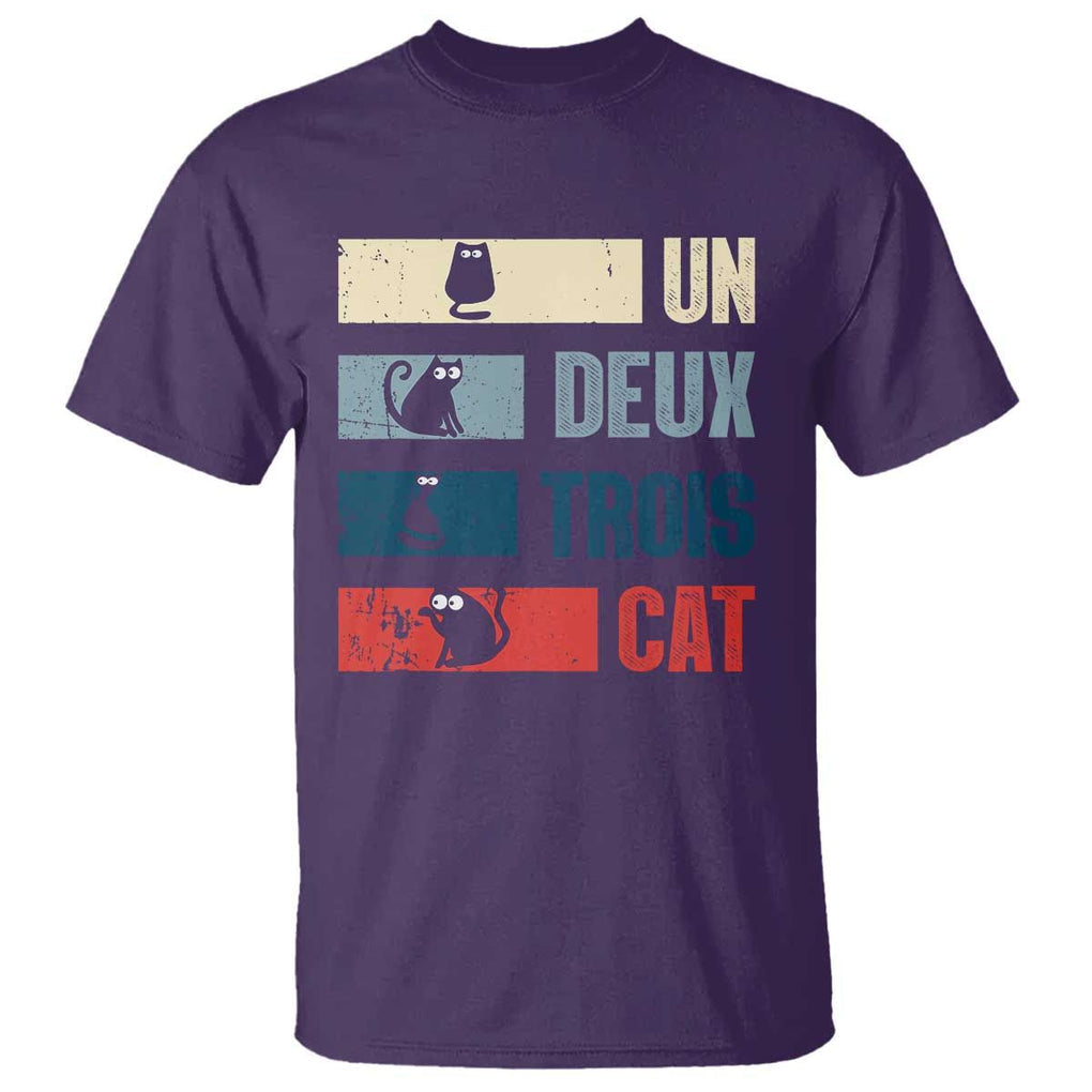 French Cat Lover T Shirt Un Deux Trois Funny Cats TS09 Purple Print Your Wear