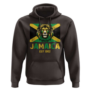 Jamaican Independence EST 1962 Jamaica Flag Lion Hoodie TS09 Dark Chocolate Print Your Wear