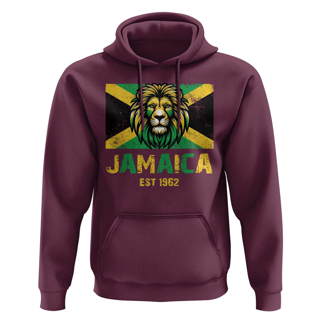 Jamaican Independence EST 1962 Jamaica Flag Lion Hoodie TS09 Maroon Print Your Wear