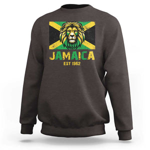 Jamaican Independence EST 1962 Jamaica Flag Lion Sweatshirt TS09 Dark Chocolate Print Your Wear