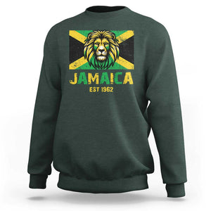 Jamaican Independence EST 1962 Jamaica Flag Lion Sweatshirt TS09 Dark Forest Green Print Your Wear