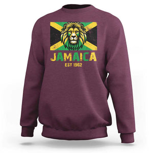 Jamaican Independence EST 1962 Jamaica Flag Lion Sweatshirt TS09 Maroon Print Your Wear