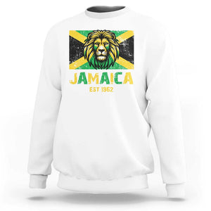 Jamaican Independence EST 1962 Jamaica Flag Lion Sweatshirt TS09 White Print Your Wear