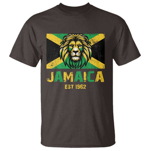 Jamaican Independence EST 1962 Jamaica Flag Lion T Shirt TS09 Dark Chocolate Print Your Wear