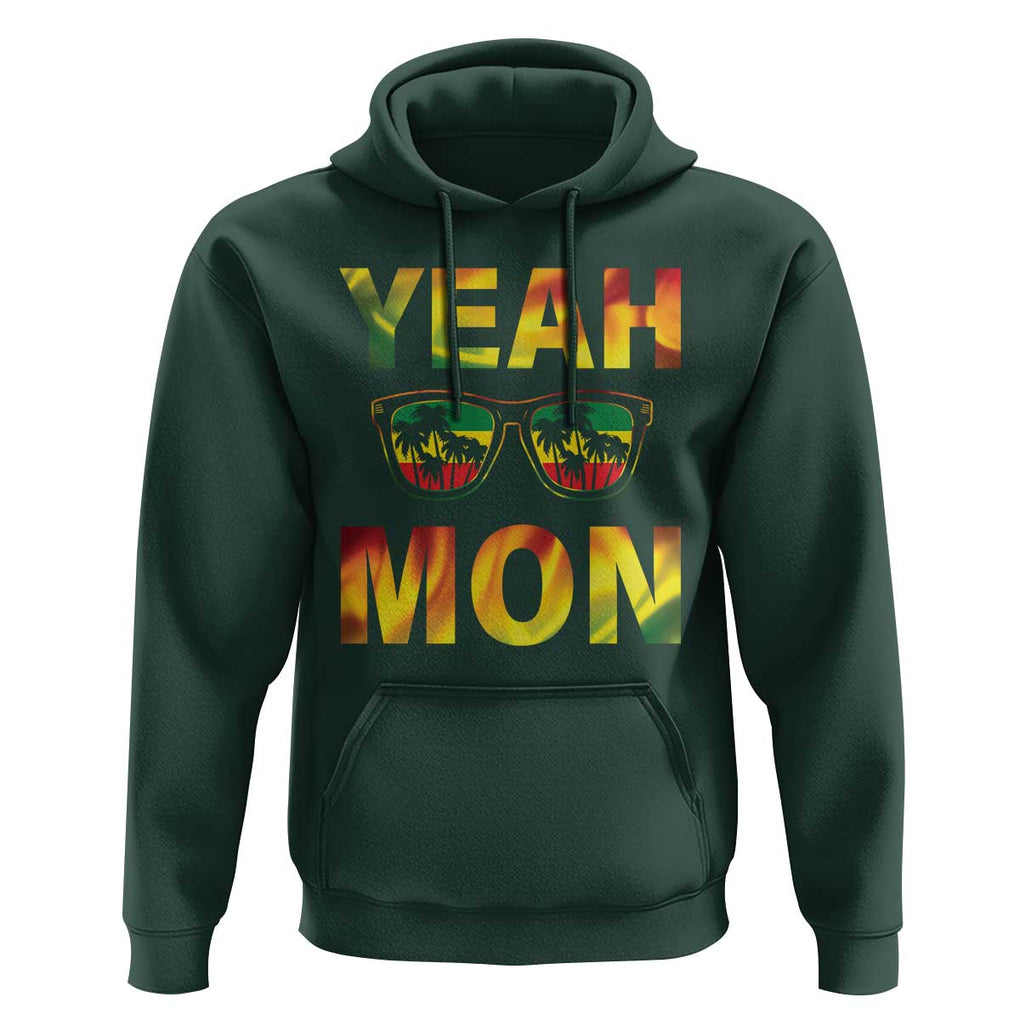 Funny Yeah Mon Jamaican Jamaica Reggae Hoodie TS09 Dark Forest Green Print Your Wear