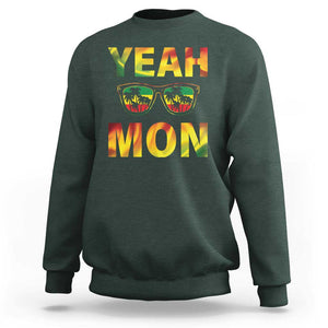 Funny Yeah Mon Jamaican Jamaica Reggae Sweatshirt TS09 Dark Forest Green Print Your Wear