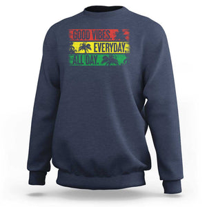 Jamaica Reggae Lover Sweatshirt Good Vibes Everyday All Day TS09 Navy Print Your Wear