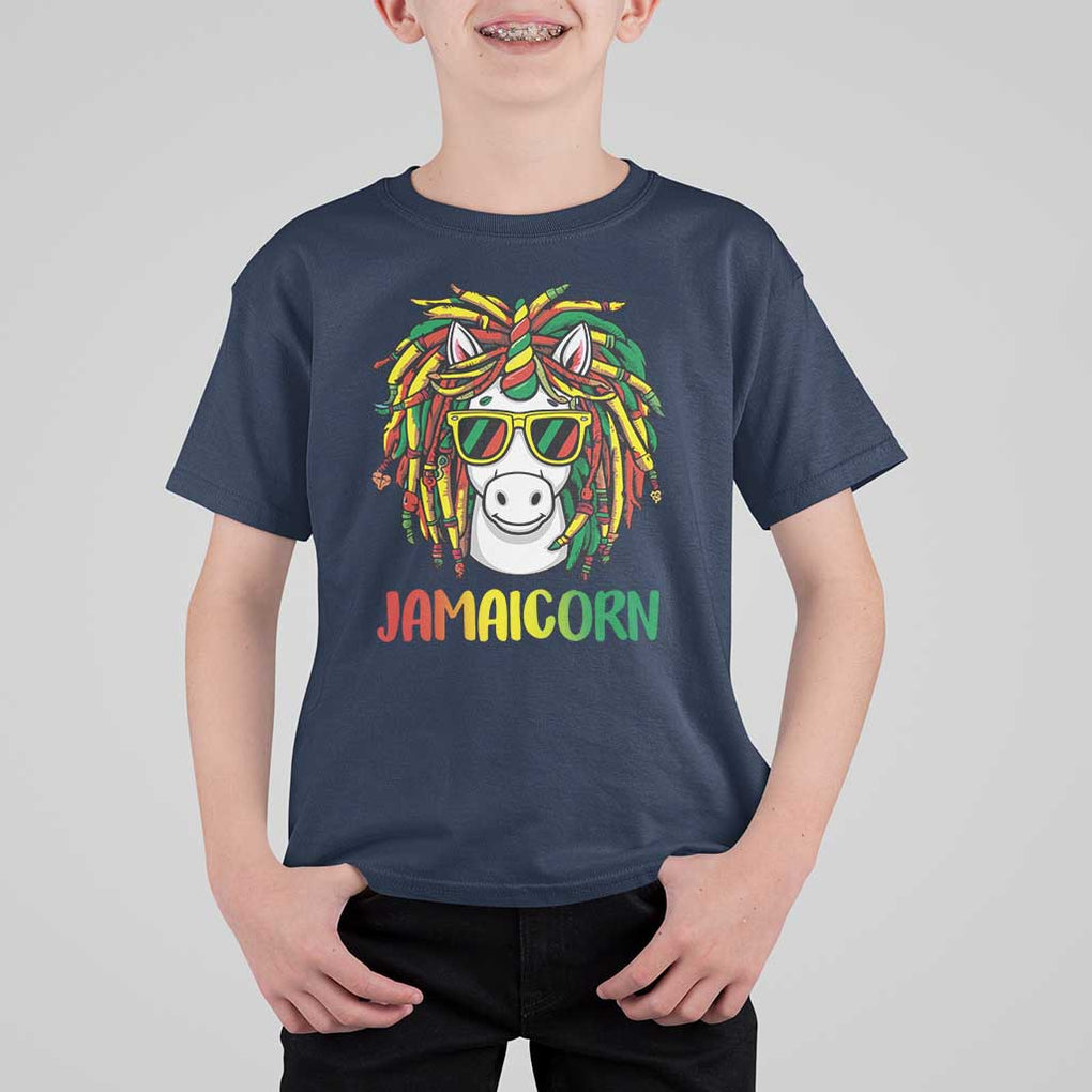 Funny Jamaicorn Jamaican Reggae Unicorn T Shirt For Kid TS09 Navy Print Your Wear