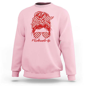 Redhead Life Sweatshirt Natural Red Hair Messy Bun Girl TS09 Light Pink Print Your Wear