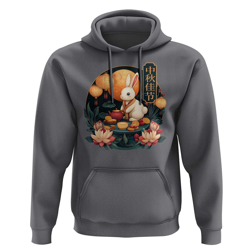 Mid Autumn Festival Hoodie Chinese Full Moon Rabbit Mooncake TS09 Charcoal Print Your Wear