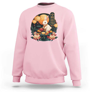 Mid Autumn Festival Sweatshirt Chinese Full Moon Rabbit Mooncake TS09 Light Pink Print Your Wear