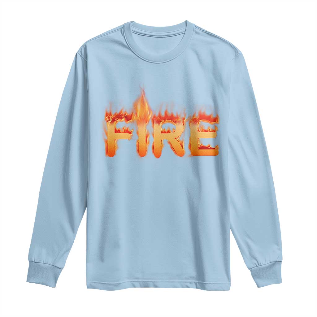 Couple Matching Fire And Ice Long Sleeve Shirt Typographic Fire TS09 Light Blue Print Your Wear