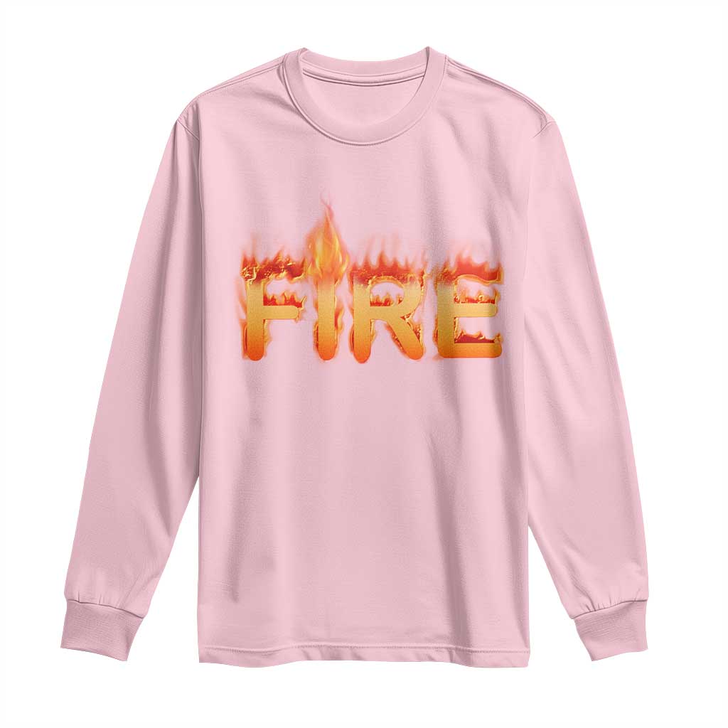 Couple Matching Fire And Ice Long Sleeve Shirt Typographic Fire TS09 Light Pink Print Your Wear