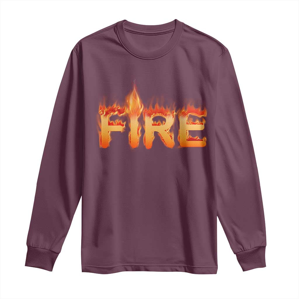 Couple Matching Fire And Ice Long Sleeve Shirt Typographic Fire TS09 Maroon Print Your Wear