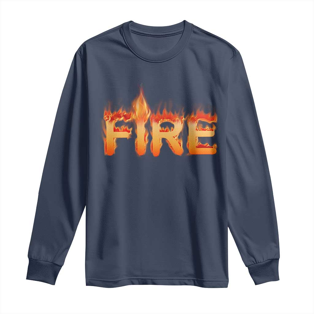 Couple Matching Fire And Ice Long Sleeve Shirt Typographic Fire TS09 Navy Print Your Wear