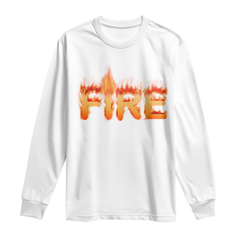 Couple Matching Fire And Ice Long Sleeve Shirt Typographic Fire TS09 White Print Your Wear