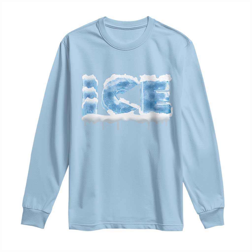 Couple Matching Fire And Ice Long Sleeve Shirt Typographic Ice TS09 Light Blue Print Your Wear