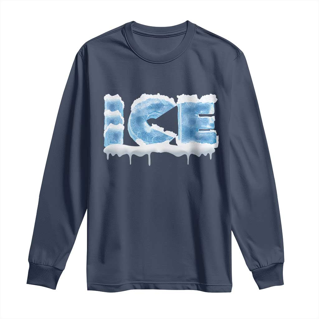 Couple Matching Fire And Ice Long Sleeve Shirt Typographic Ice TS09 Navy Print Your Wear