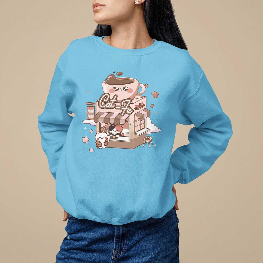 Cat Lover Sweatshirt CatFe Anime Kitty Coffee Shop TS09 Sky Print Your Wear