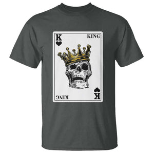 Poker T Shirt Couple Matching - 1/2 Card King Skull TS09 Dark Heather Print Your Wear