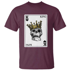 Poker T Shirt Couple Matching - 1/2 Card King Skull TS09 Maroon Print Your Wear