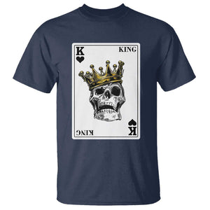 Poker T Shirt Couple Matching - 1/2 Card King Skull TS09 Navy Print Your Wear