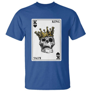 Poker T Shirt Couple Matching - 1/2 Card King Skull TS09 Royal Blue Print Your Wear