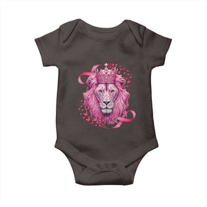 Breast Cancer Awareness Pink Lion Warrior Baby Onesie TS09 Dark Chocolate Print Your Wear