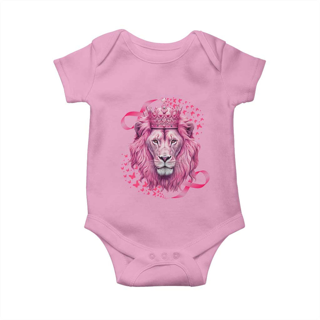 Breast Cancer Awareness Pink Lion Warrior Baby Onesie TS09 Light Pink Print Your Wear